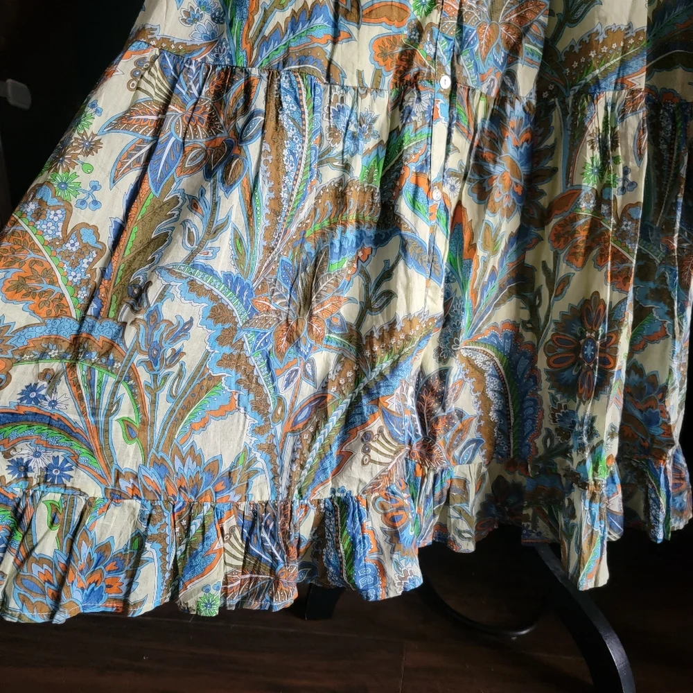 House of Harlow Cutout Tie Empire Waist Floral Paisley Beach Summer‎ Maxi Dress - Picture 6 of 15